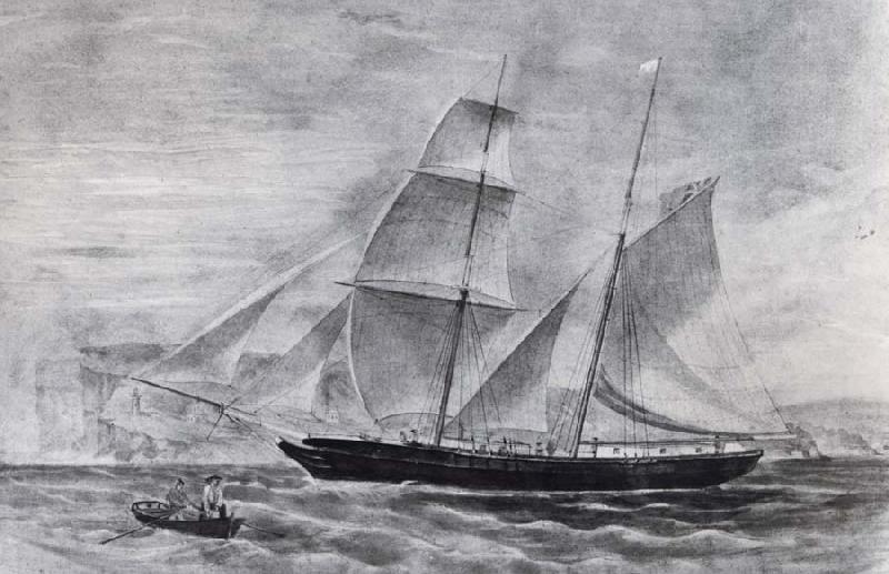  Shooner in full sail,leaving Sydney Harbour